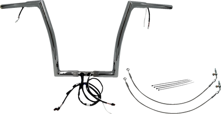 FBI Wired 1-1/4" Flat Top Handlebar Kits for 16-20 FLTRX/S, FLTRU/FLTRK - Chrome / 14"