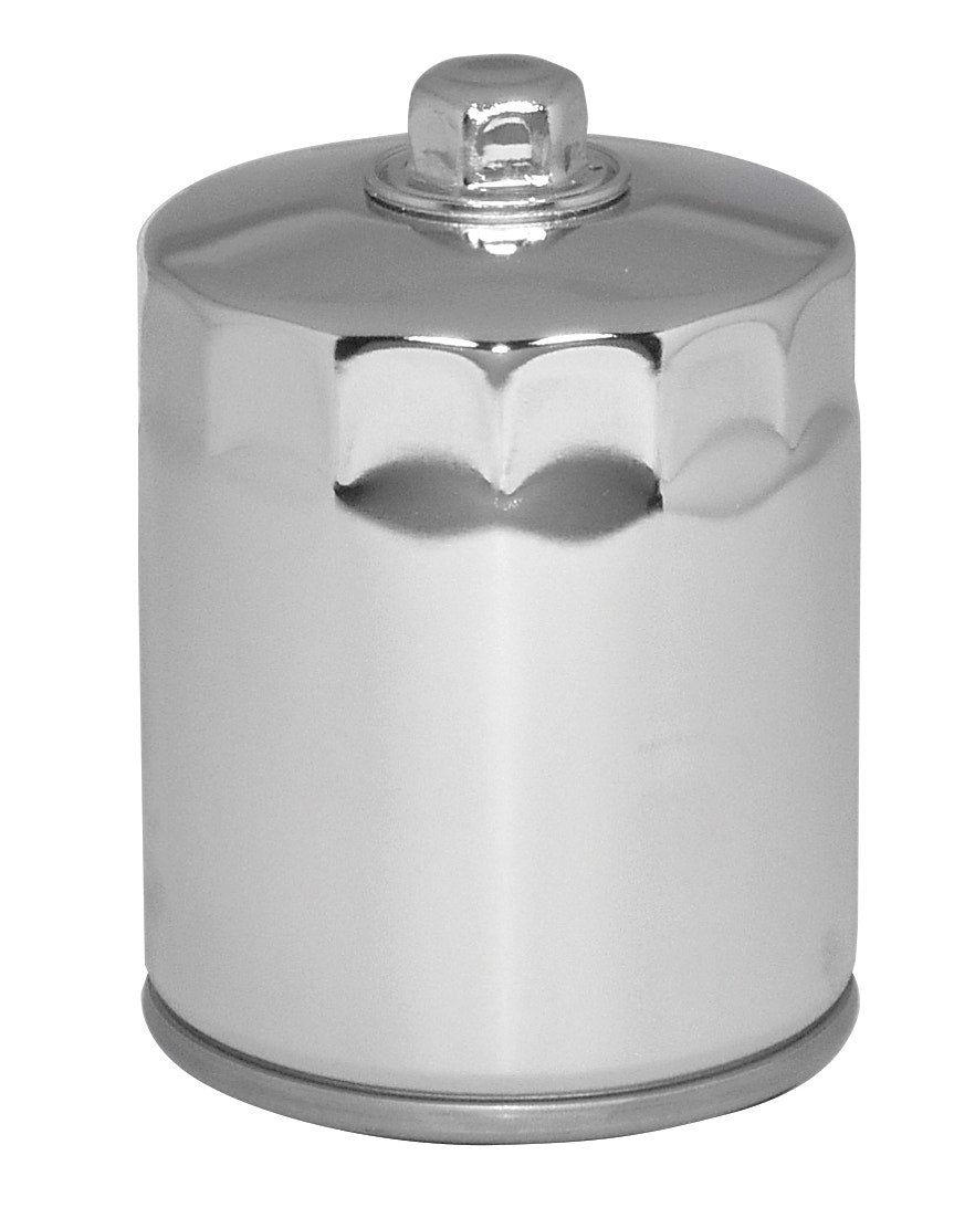 Mid USA 87166 Oil Filter 5 Micron Chrome 17mm Top Harley Big Twin & Evo 80-20