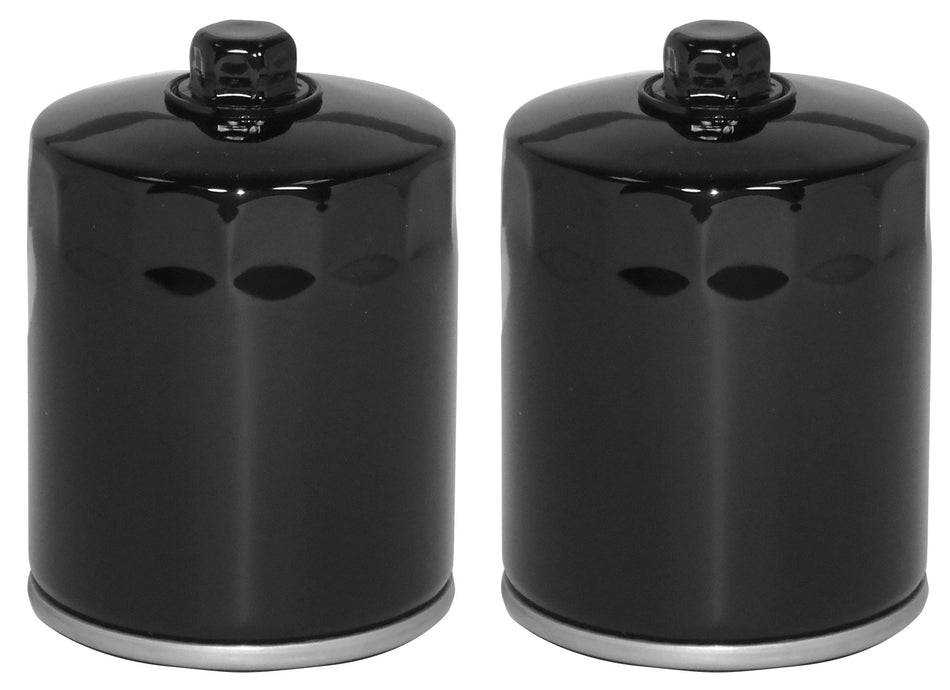 Mid USA 87167 Oil Filter x2 5 Micron Black 17mm Top Harley Big Twin & Evo 80-20