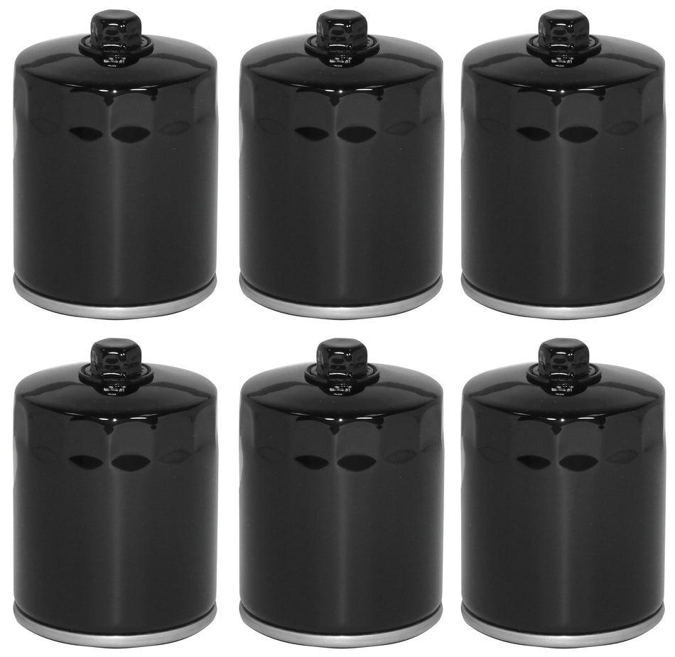 Mid USA 87167 Oil Filter x6 5 Micron Black 17mm Top Harley Big Twin & Evo 80-20