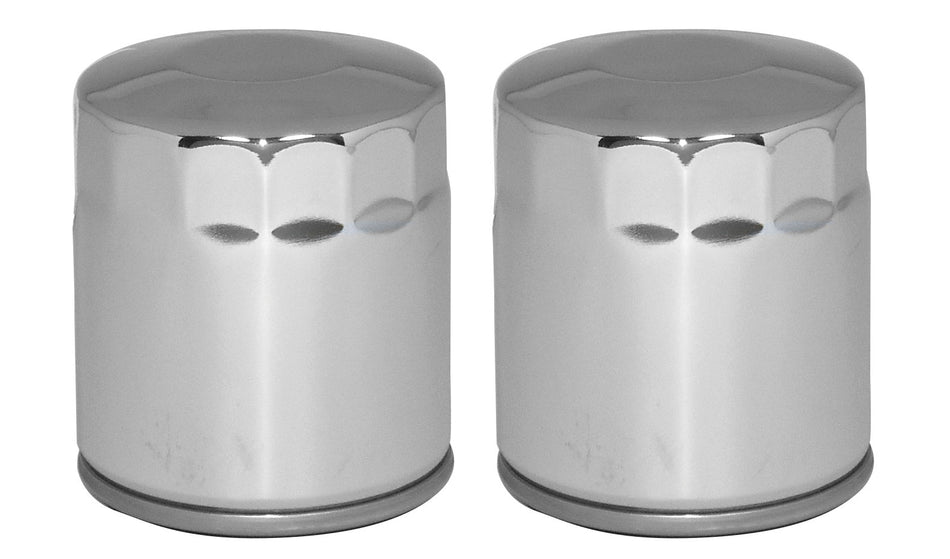 Mid USA 87168 Oil Filter x2 5 Micron Chrome Smooth Top Harley Big Twin & Evo 80-20