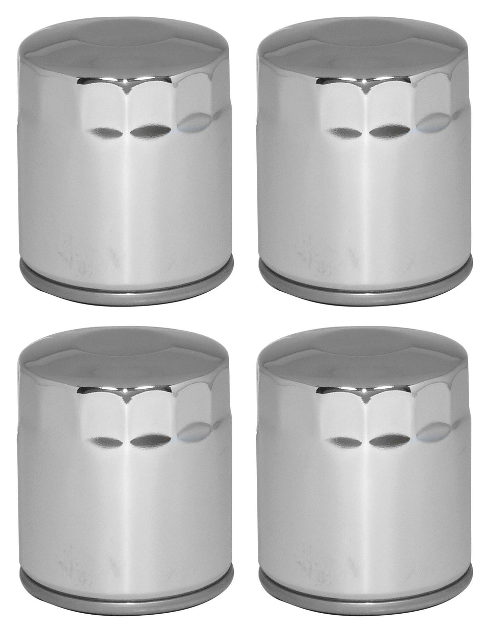 Mid USA 87168 Oil Filter x4 5 Micron Chrome Smooth Top Harley Big Twin & Evo 80-20