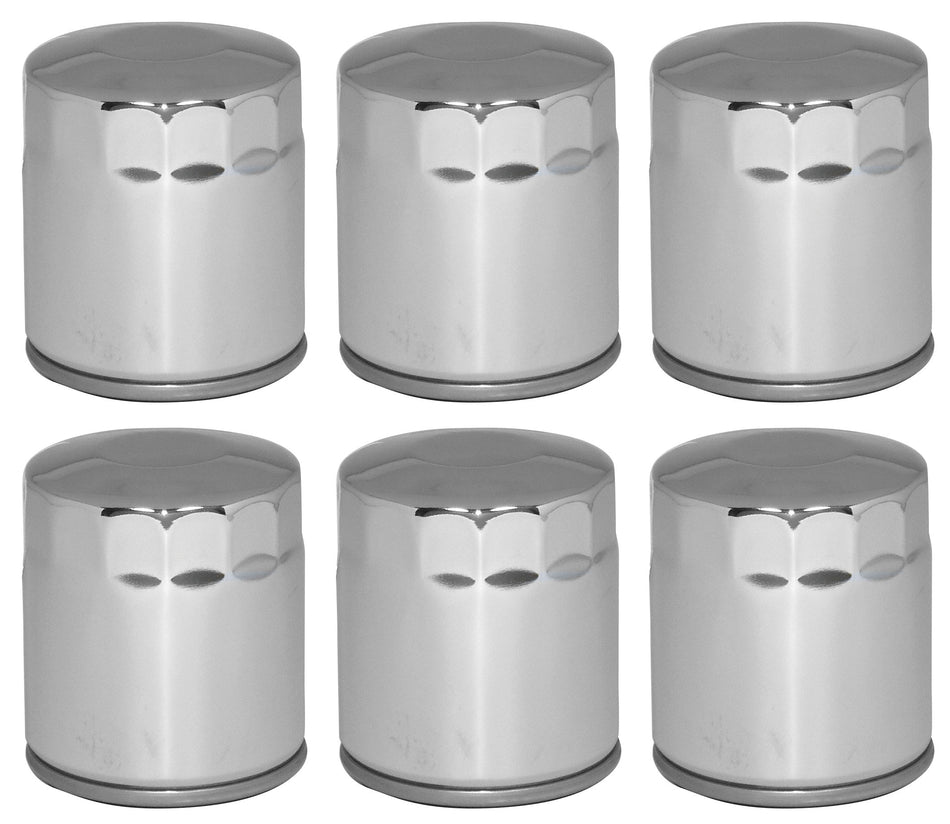Mid USA 87168 Oil Filter x6 5 Micron Chrome Smooth Top Harley Big Twin & Evo 80-20