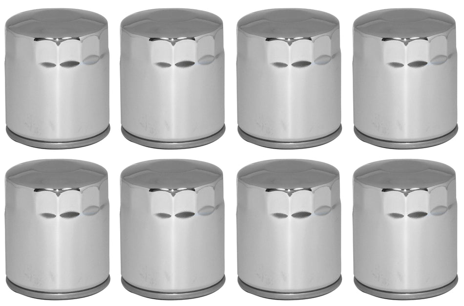 Mid USA 87168 Oil Filter x8 5 Micron Chrome Smooth Top Harley Big Twin & Evo 80-20