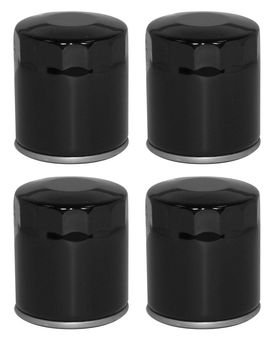 Mid USA 87169 Oil Filter x4 5 Micron Black Smooth Top Harley Big Twin & Evo 80-20
