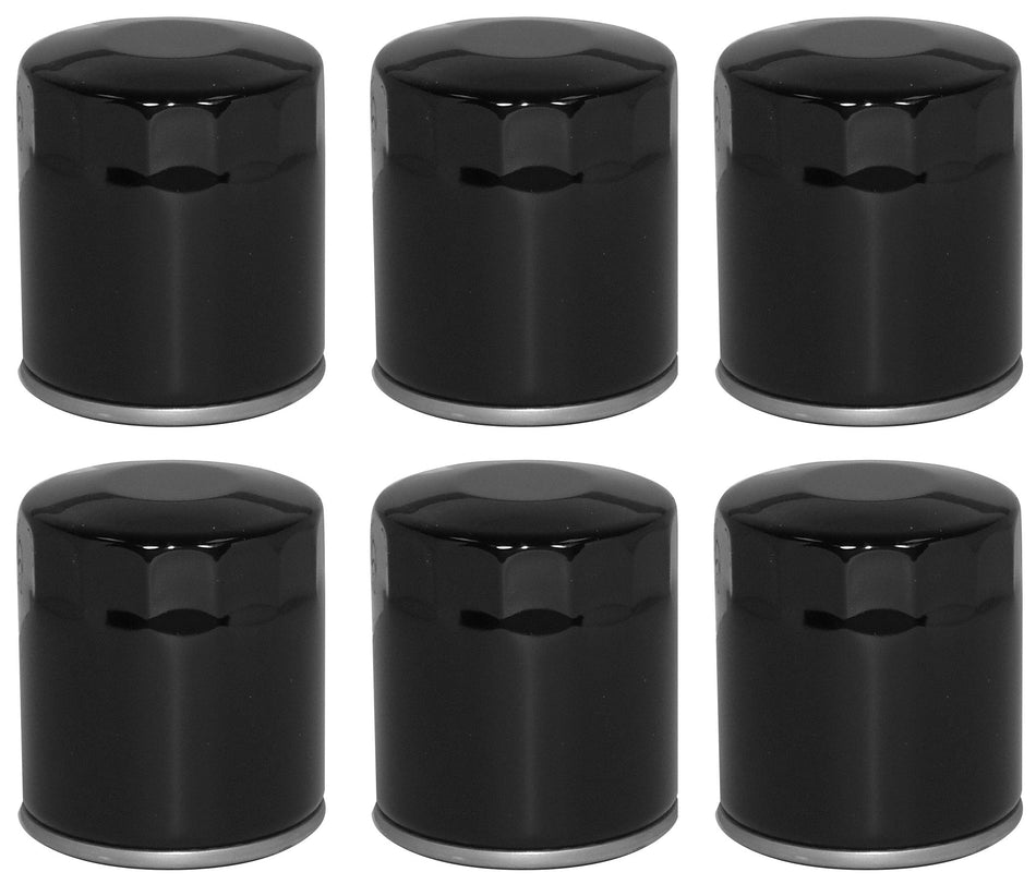 Mid USA 87169 Oil Filter x6 5 Micron Black Smooth Top Harley Big Twin & Evo 80-20