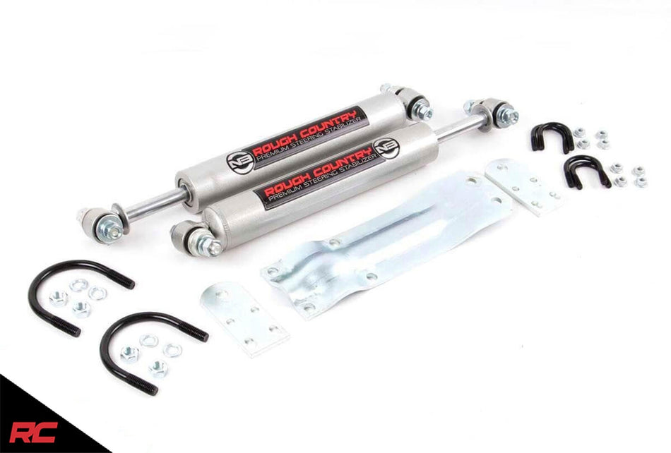 Chevrolet GMC Ford Dodge Rough Country Dual N3 Steering Stabilizer Kit 8735630