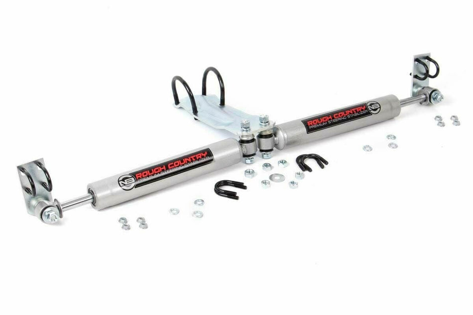 Chevrolet GMC Ford Dodge Rough Country Dual N3 Steering Stabilizer Kit 8735630