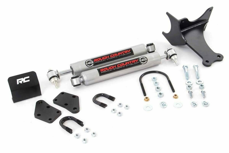 Rough Country 8749130 Dual Steering Stabilizer 05-19 Ford Super Duty F250 F350