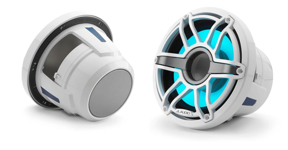 JL Audio 8-Inch Marine Subwoofer Driver W/Transflective LED Gloss White Sport Grille