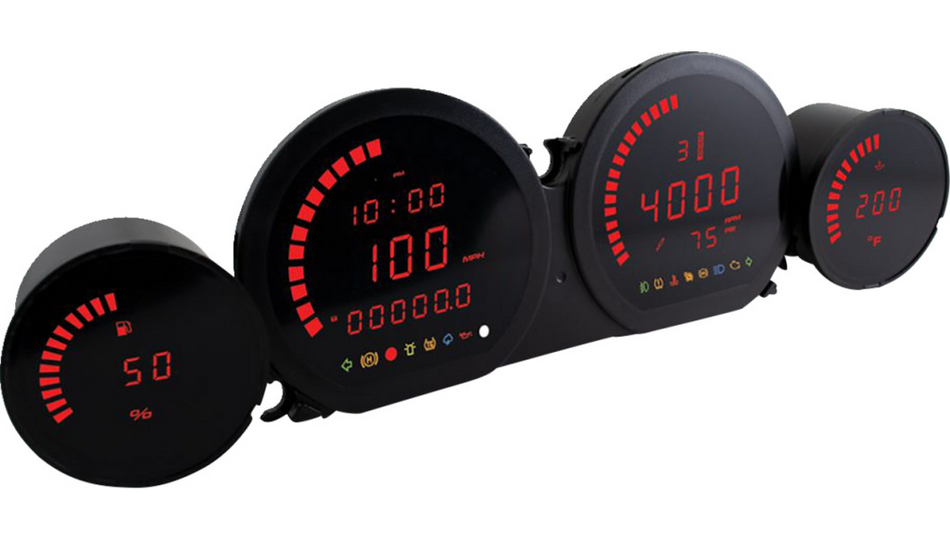 Koso HD-03 Four-Piece Red Gauge Kit 4 Harley 14-23 Touring Models