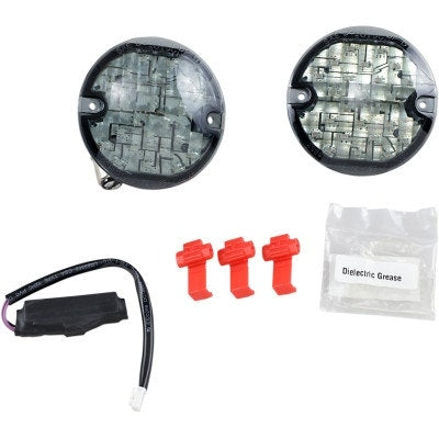 Kuryakyn 5441 LED Front Turn Signal Inserts Flat Style Smoke 12v Harley