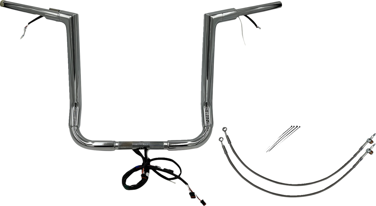 FBI Fat Baggers Wired 1-1/2" Flat Top Handlebar Kits for FLH/X '14-'15 - Chrome / 16"