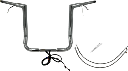 FBI Fat Baggers Wired 1-1/2" Flat Top Handlebar Kits for FLH/X '14-'15 - Chrome / 16"