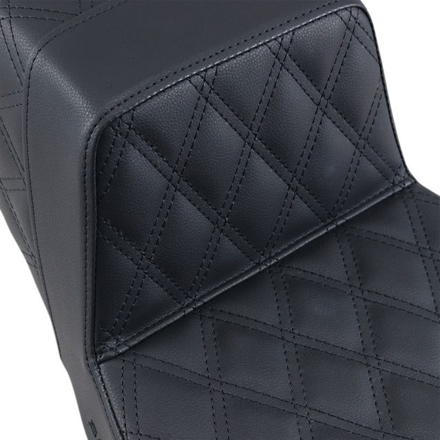 Saddlemen Black Full Lattice Stitch LS Diamond Step Up Seat Harley FLH 97-07