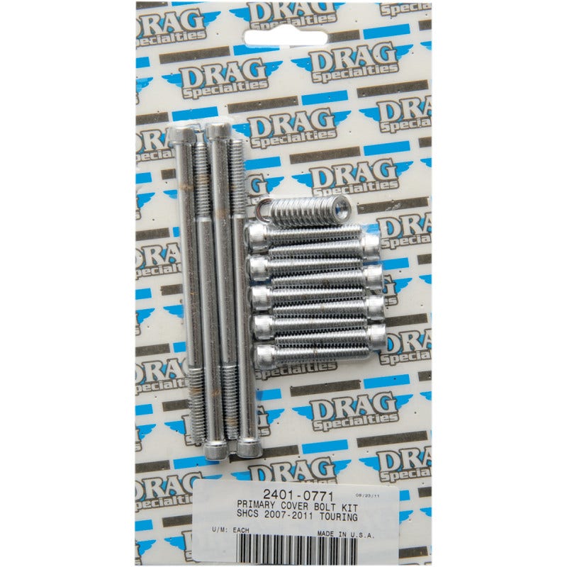 Drag Specialties Chrome Knurled Primary Cover  Bolt Set 4 Harley Big Twin FL