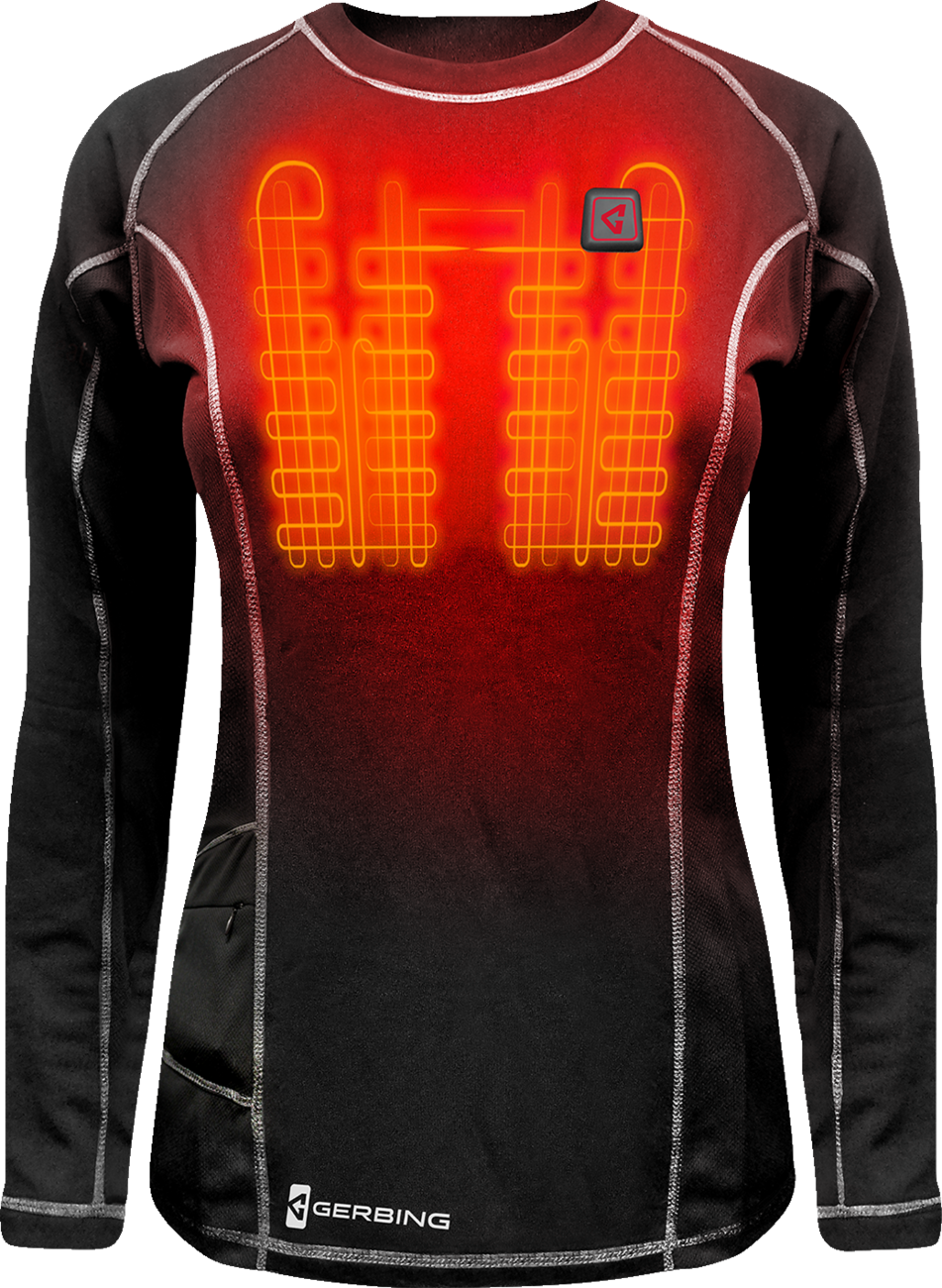 Gerbing Heated Clothing Womens 7V Battery Powered Heated Base Layer Shirt - Black