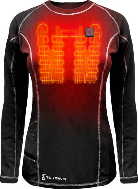 Gerbing Heated Clothing Womens 7V Battery Powered Heated Base Layer Shirt - Black