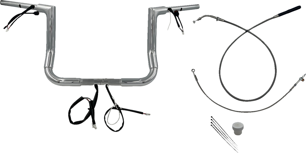 FBI Fat Baggers 1-1/2" EZ Flat Top Pre-Wired Handlebars for FLH/X '23-'26 - Chrome / 12"