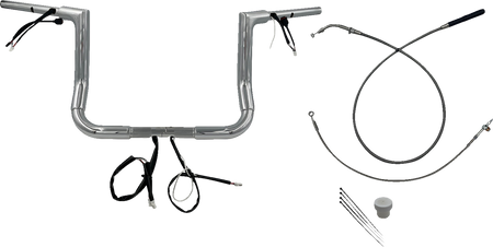 FBI Fat Baggers 1-1/2" EZ Flat Top Pre-Wired Handlebars for FLH/X '23-'26 - Chrome / 12"