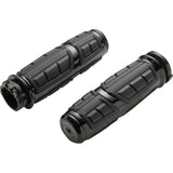 Ciro Chicane Chrome and Black Grips for Harley Cable & Throttle By Wire