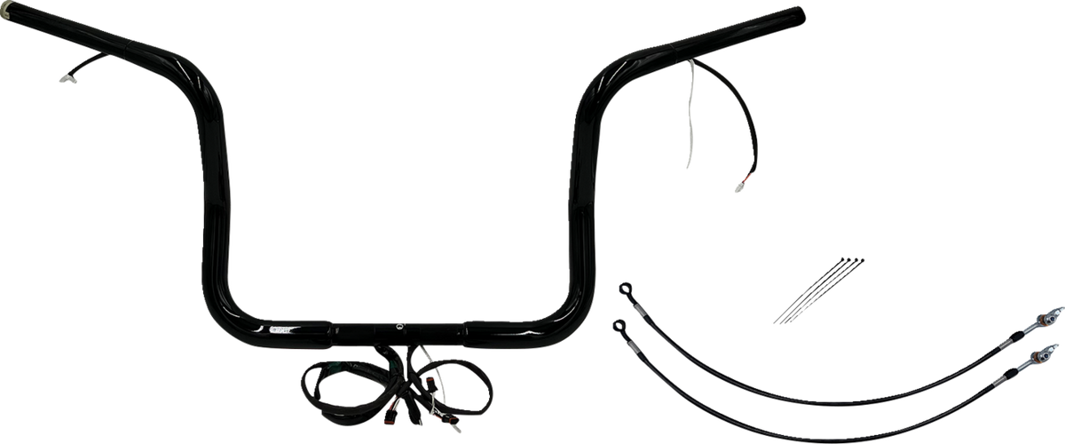 FBI Wired 1-1/4" Round Top Handlebar Kits for 16-20 FLHT/FLHX & Trike - Black / 12"
