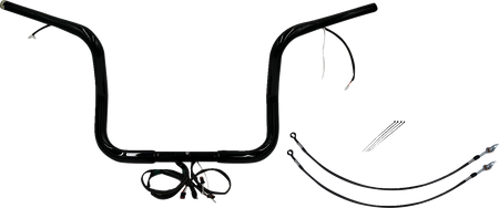 FBI Wired 1-1/4" Round Top Handlebar Kits for 16-20 FLHT/FLHX & Trike - Black / 12"