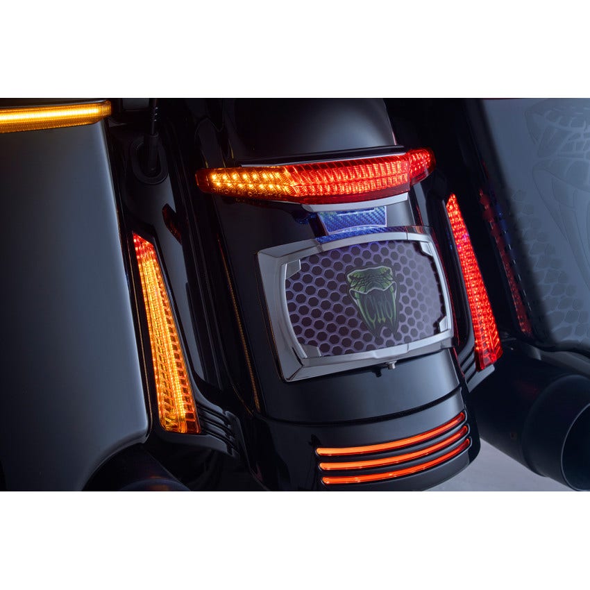 Ciro Latitude Amber Red Lens Chrome Tail Light & License Holder Harley 14-23 FL