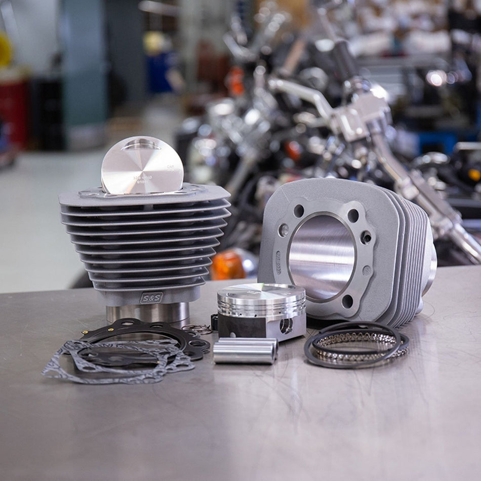 S&S 1250CC Silver Cylinder Coversion Kit Flat Top 10:3:1 Harley XL 86-15