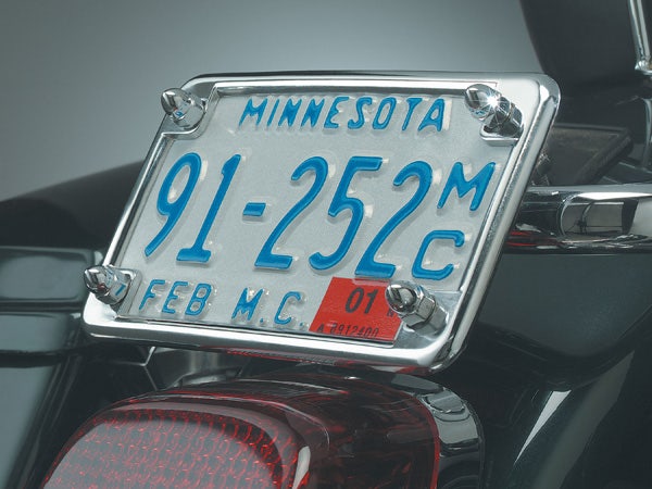 Kuryakyn 9166 Chrome License Frame w/ Back Plate Set 4 x 7 Harley & Metric