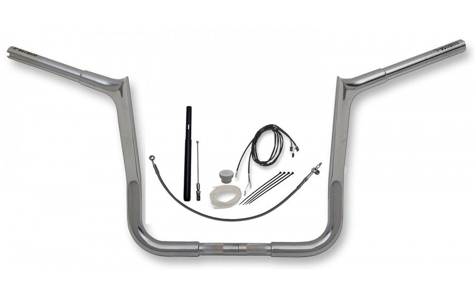 FBI Fat Baggers Chrome 14" EZ Install Pointed Handlebar Pckg Harley FLH 21-22