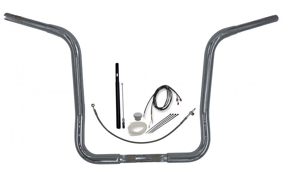 FBI Fat Baggers Chrome 16" EZ Install Round Top Handlebar Pckg Harley FLH 21-22