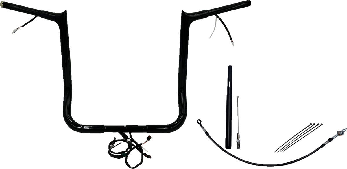 FBI Wired 1-1/4" Pointed Top Handlebar Kits for 21-23 FLHT/FLHX/FLHXST & Trike - Black / 16"