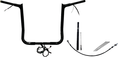FBI Wired 1-1/4" Pointed Top Handlebar Kits for 21-23 FLHT/FLHX/FLHXST & Trike - Black / 16"