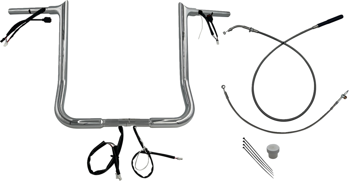 FBI 1-1/4" EZ Pointed Top Pre-Wired Bars for 24-25 FLHX, 25 FLHXU, 23-25 FLHXSE - Chrome / 16"