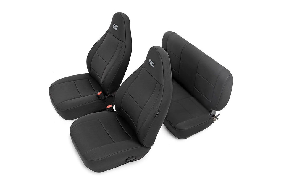 Rough Country 91000 Black Front & Rear Seat Covers for 97-02 Jeep Wrangler TJ