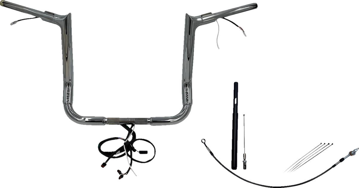 FBI Fat Baggers Wired 1-1/2" Pointed Top Handlebar Kits for FLH/X '21-'22 - Chrome / 14"