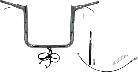 FBI Fat Baggers Wired 1-1/2" Pointed Top Handlebar Kits for FLH/X '21-'22 - Chrome / 14"