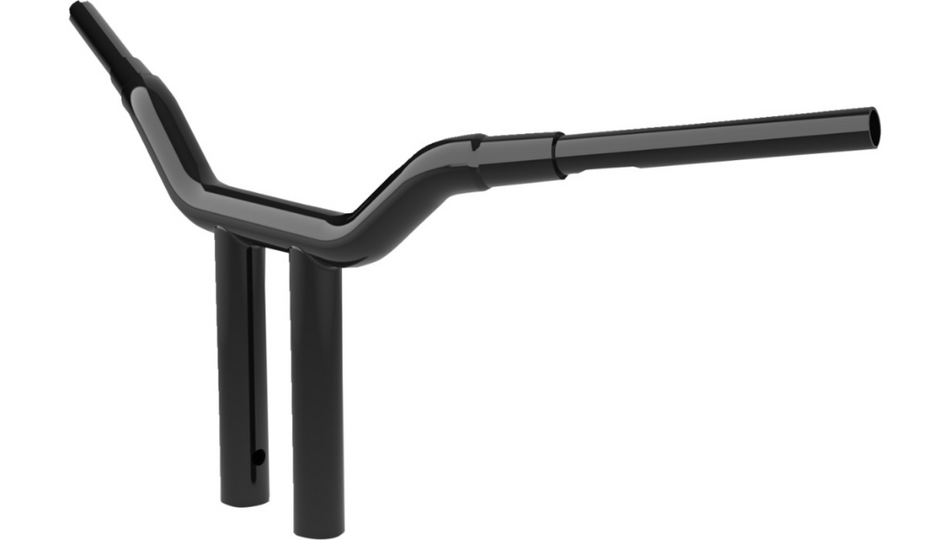 LA Choppers 1 1/2" Gloss Black Kage Fighter T-Bars 12" Rise for Harley