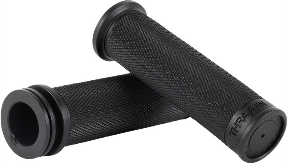 Thrashin Moto 1" Slim Black Grips 4 Harley Universal Fit