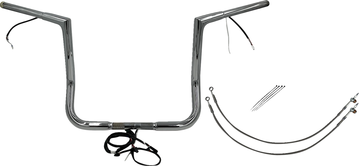 FBI Fat Baggers Wired 1-1/4" Flat Top Handlebar Kits for 14-15 FLHT/FLHX & Trike - Chrome / 14"