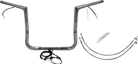 FBI Fat Baggers Wired 1-1/4" Flat Top Handlebar Kits for 14-15 FLHT/FLHX & Trike - Chrome / 14"