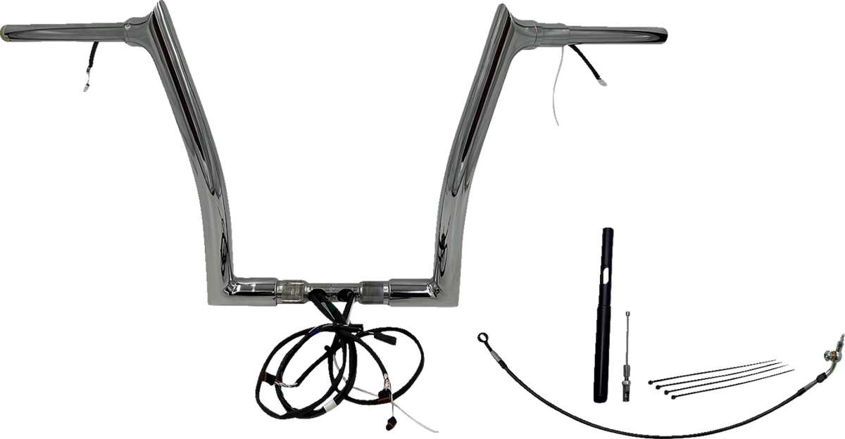 FBI Fat Baggers Wired 1-1/2" Pointed Top Handlebar Kits for FLTR '21-'25 - Chrome / 14"