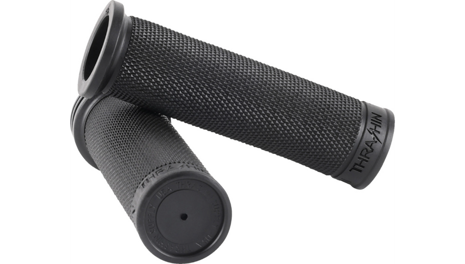 Thrashin Moto 1" Slim Black Grips 4 Harley Universal Fit