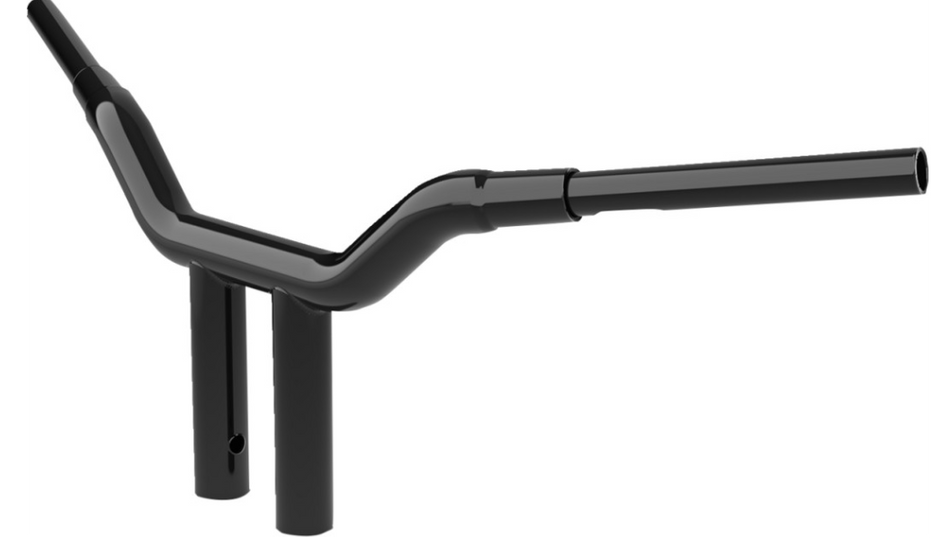 LA Choppers 1 1/2" Gloss Black Kage Fighter T-Bars 10" Rise for Harley