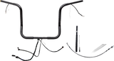 FBI Wired 1-1/4" Round Top Handlebar Kits for 21-23 FLHT/FLHX/FLHXST & Trike - Black / 14"