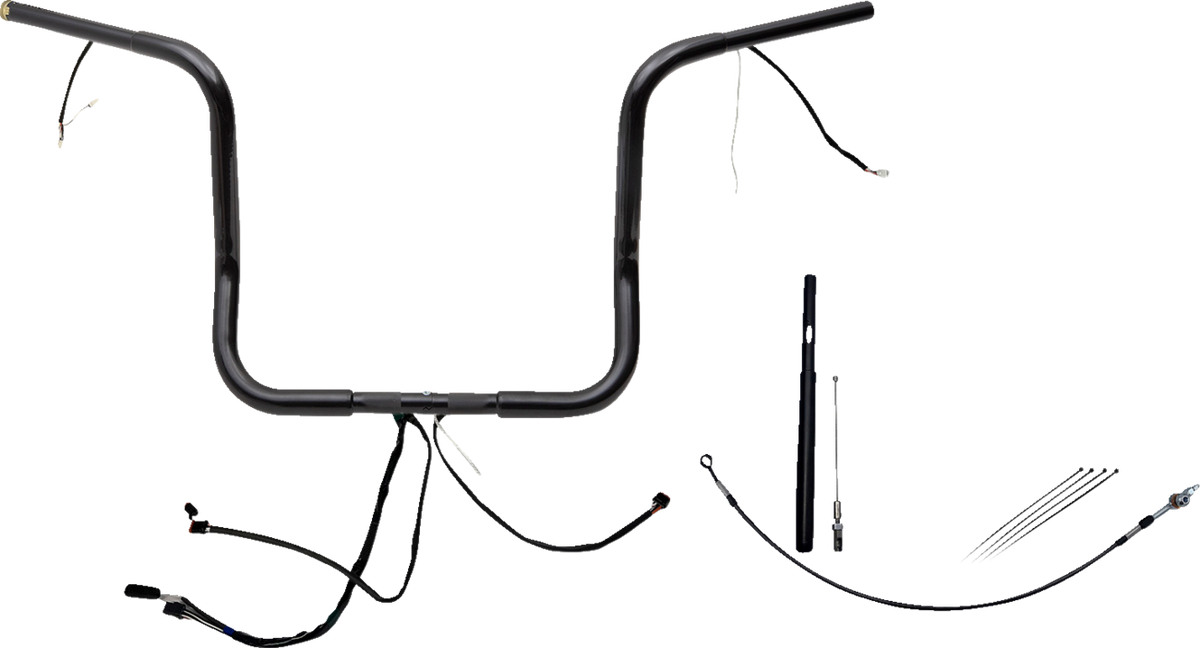 FBI Wired 1-1/4" Round Top Handlebar Kits for 21-23 FLHT/FLHX/FLHXST & Trike - Black / 14"
