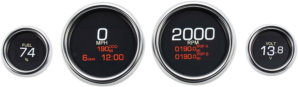 Dakota Digital MLX-8404 Chrome LED MLX Series 4 Gauge Speedo Tach Harley 04-13