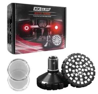 XK Glow Clear Lens Red LED Turn Signal Indicator Lens Kit Harley Bullet 1156