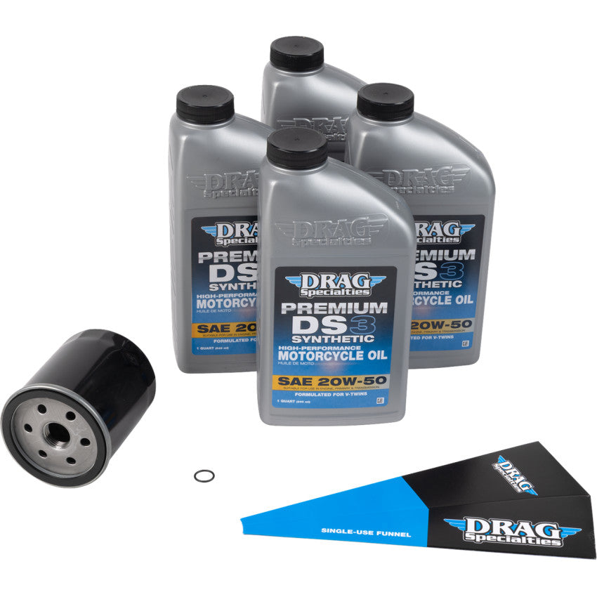 Drag Specialties Full Synthetic Oil Change Kit 20W50 for Harley Twin Cam